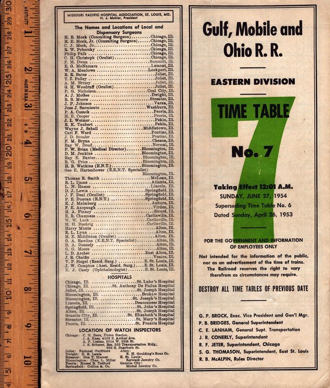 Gulf, Mobile & Ohio Eastern Division 1954