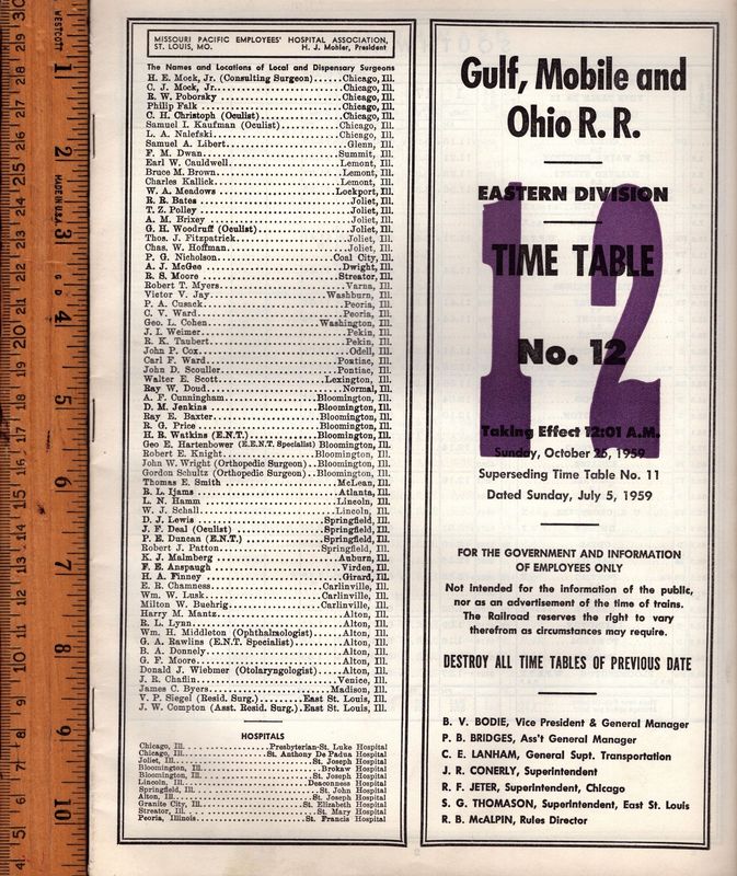 Gulf, Mobile & Ohio Eastern Division 1959