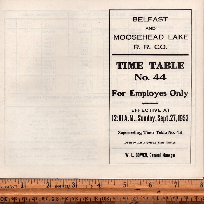 Belfast and Moosehead Lake Railroad 1953