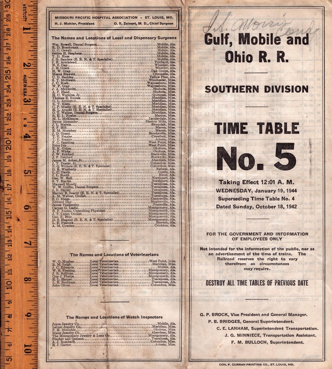 Gulf, Mobile & Ohio Southern Division 1944
