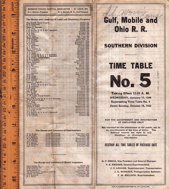 Gulf, Mobile & Ohio Southern Division 1944