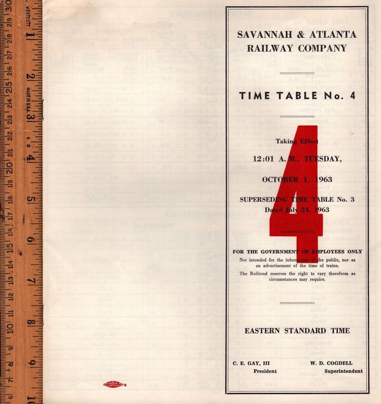 Savannah & Atlanta Railway 1963