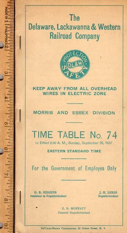 Delaware Lackawanna & Western  Morris & Essex Division 1937