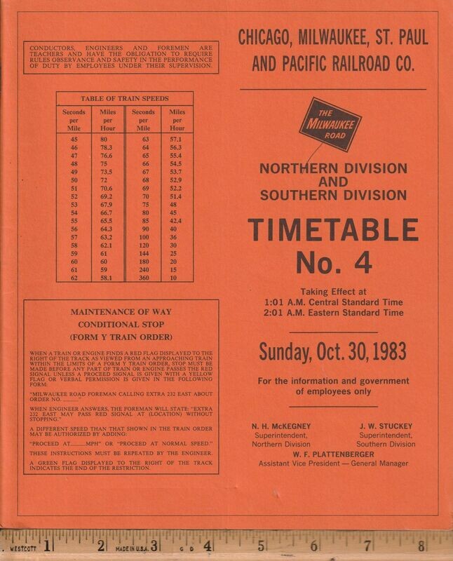 Milwaukee Road Northern and Southern Divisions 1983