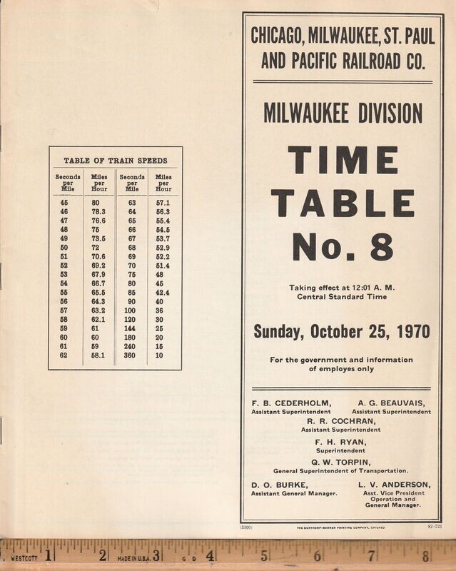 Milwaukee Road Milwaukee Division 1970