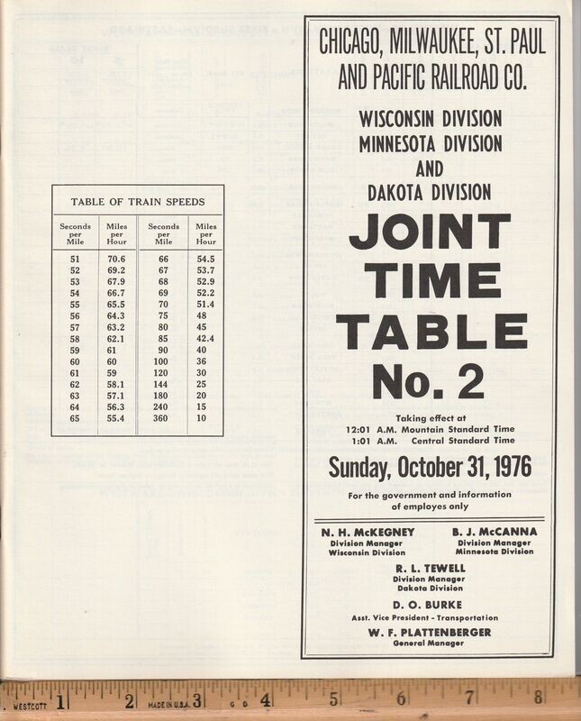 Milwaukee Road Wisconsin, Minnesota and Dakota Divisions 1976