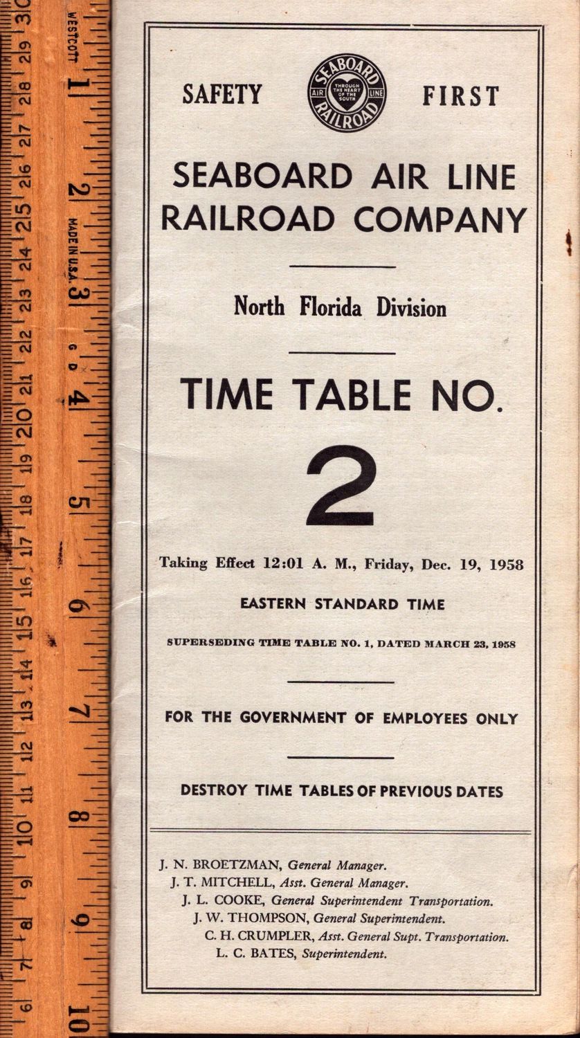 Seaboard Air Line North Florida Division 1958