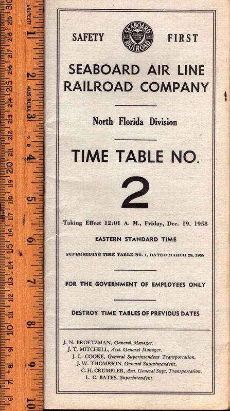 Seaboard Air Line North Florida Division 1958