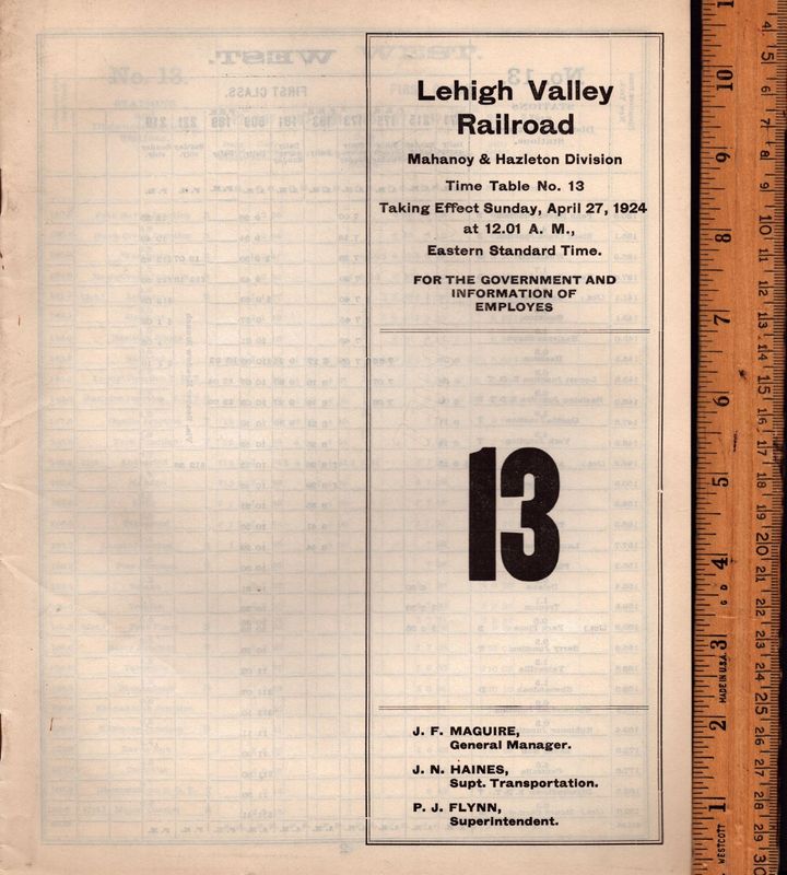 Lehigh Valley Mahanoy & Hazelton 1924