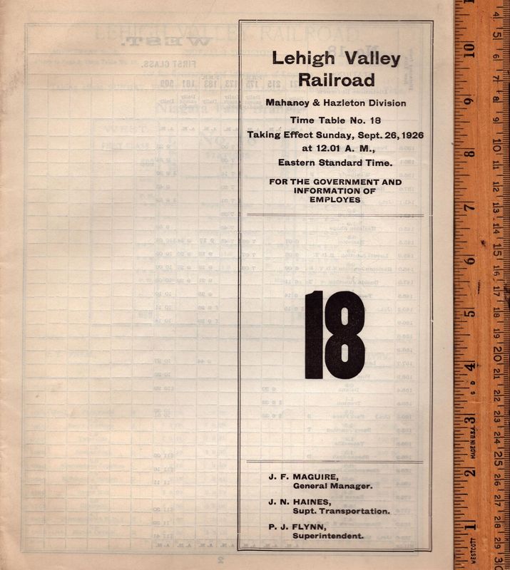 Lehigh Valley Mahanoy & Hazelton 1926