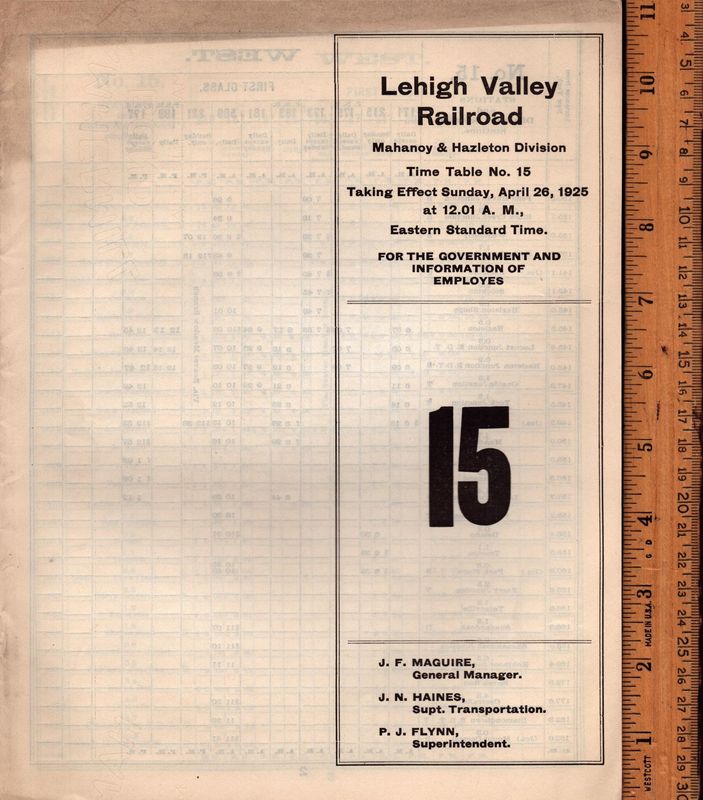 Lehigh Valley Mahanoy & Hazelton 1925