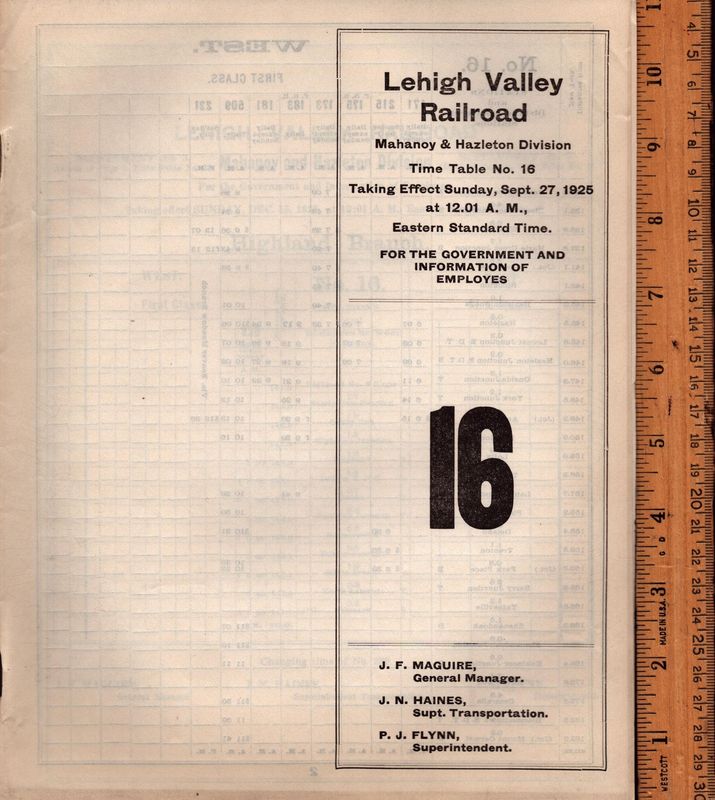 Lehigh Valley Mahanoy & Hazelton 1925