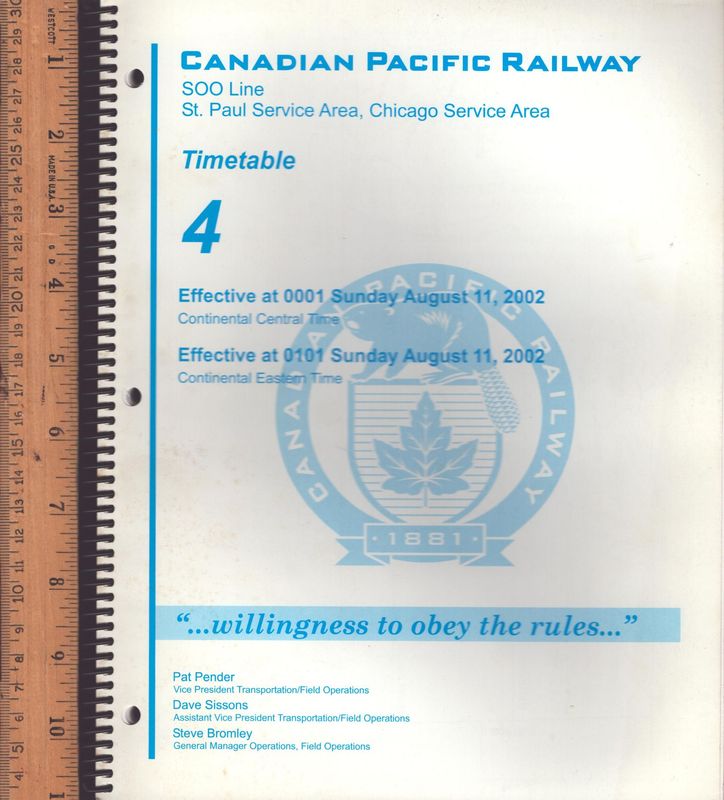 Canadian Pacific / Soo Line St. Paul and Chicago Service Areas 2002