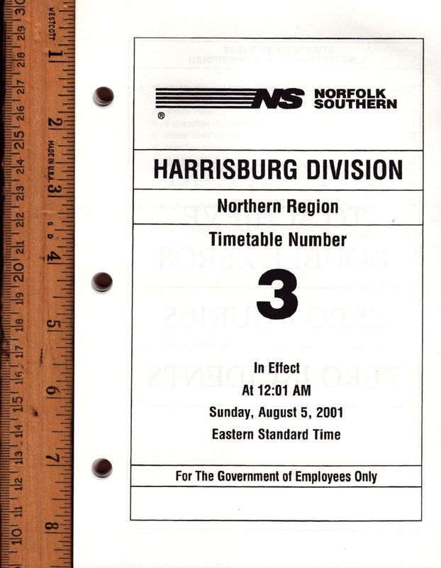 Norfolk Southern Harrisburg Division 2001