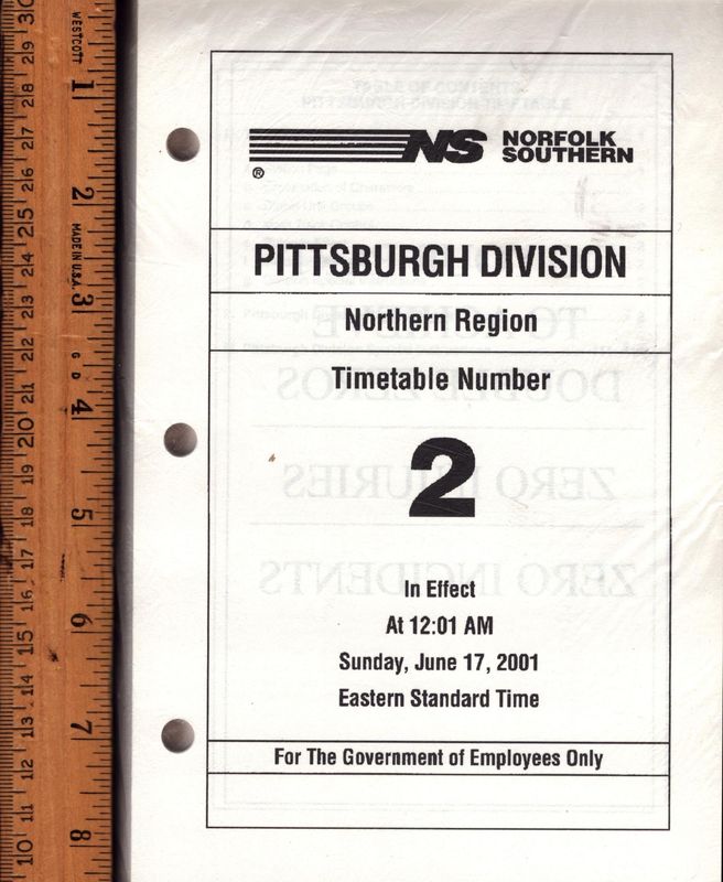 Norfolk Southern Pittsburgh Division 2001