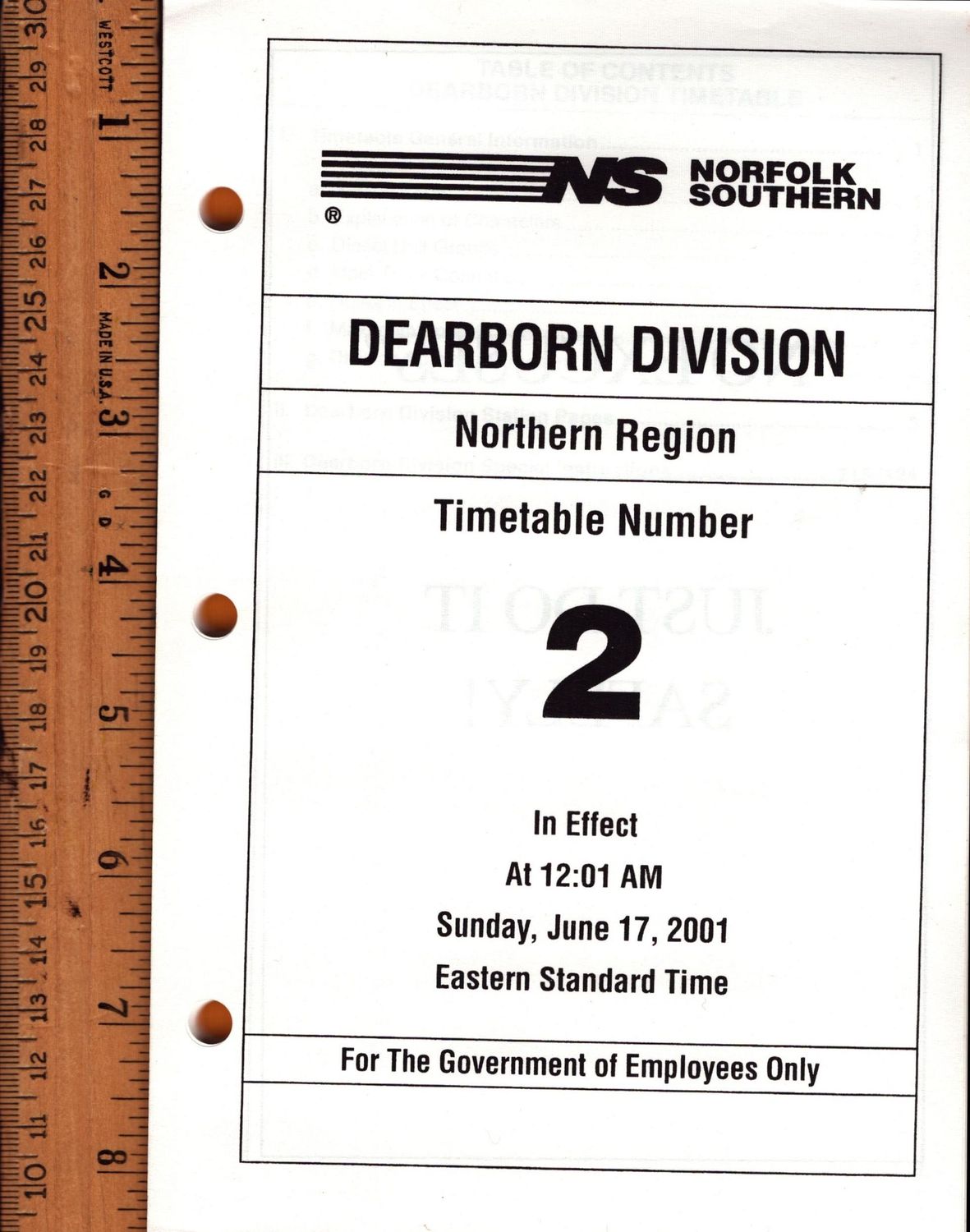 Norfolk Southern Dearborn Division 2001