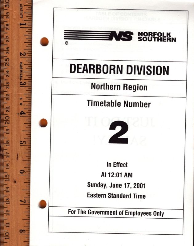 Norfolk Southern Dearborn Division 2001