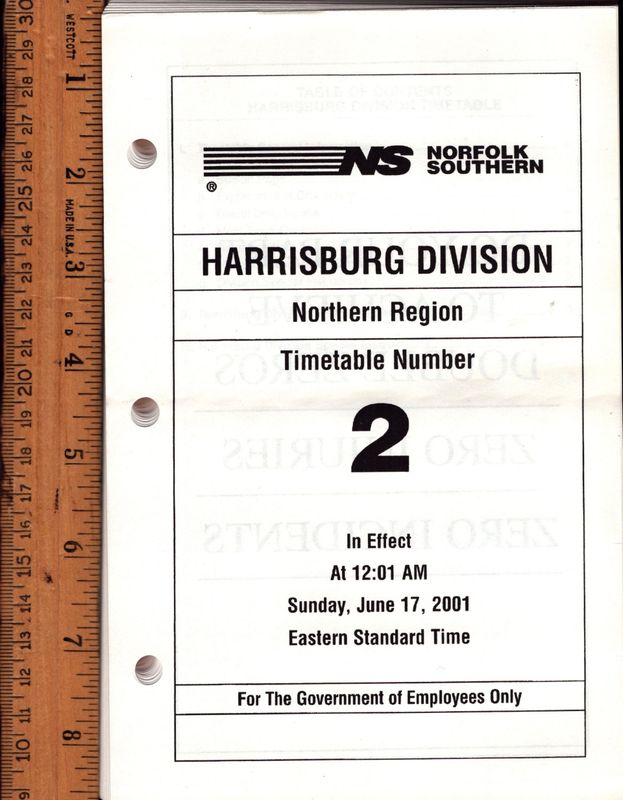 Norfolk Southern Harrisburg Division 2001