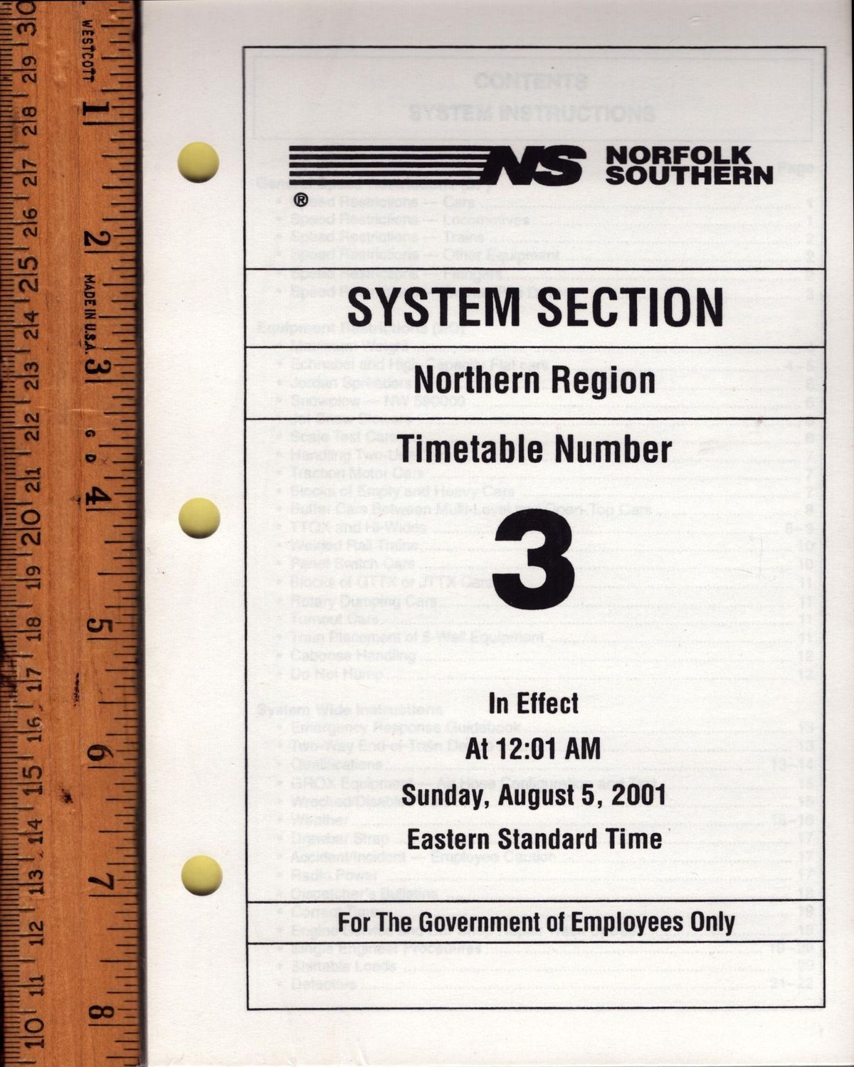 Norfolk Southern Northern Region System Section 2001