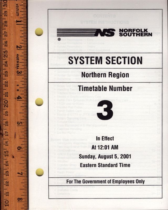 Norfolk Southern Northern Region System Section 2001