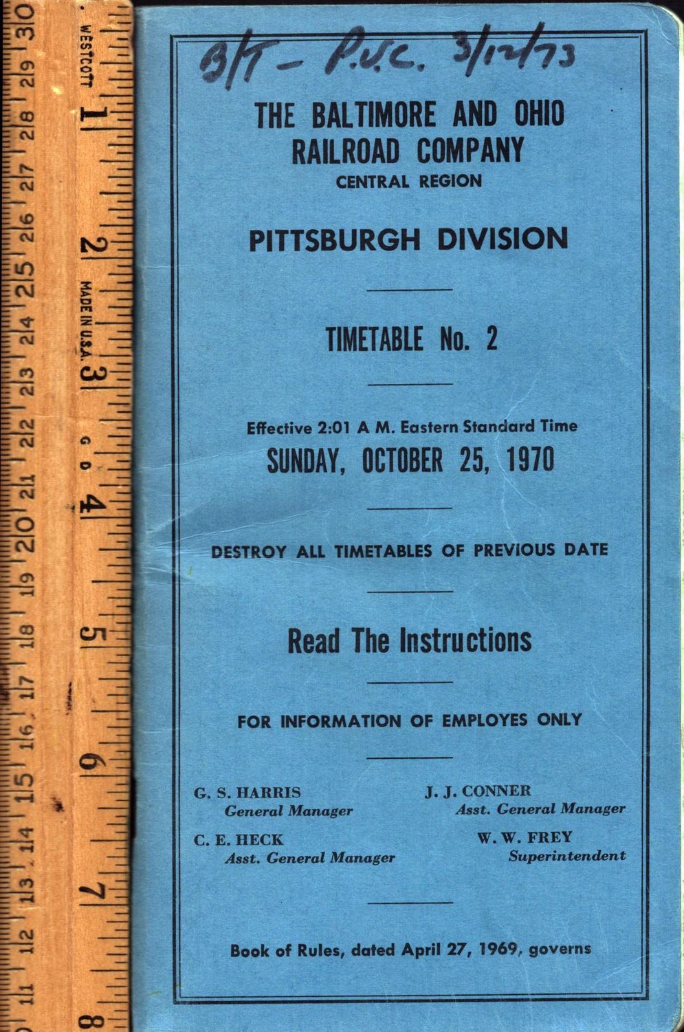 Baltimore & Ohio Pittsburgh Division 1970