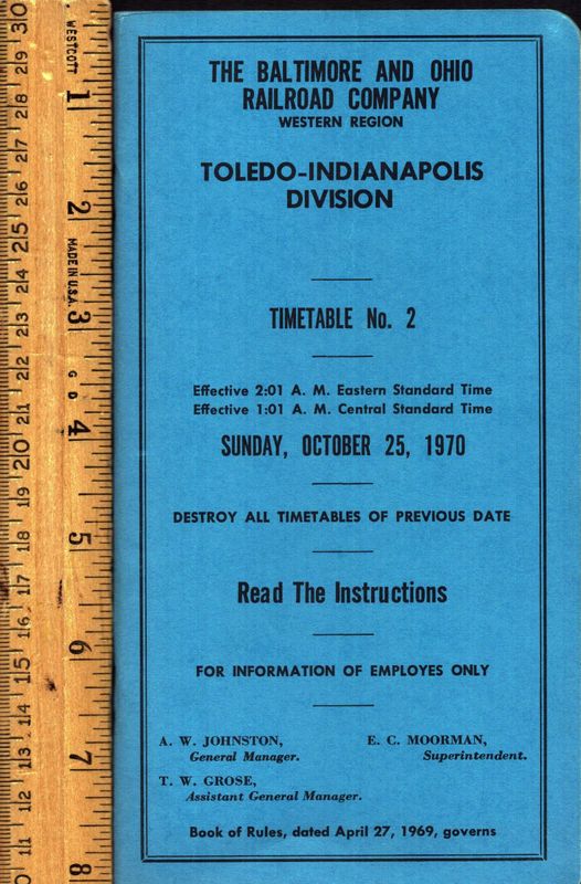 Baltimore & Ohio Toledo-Indianapolis Division 1970