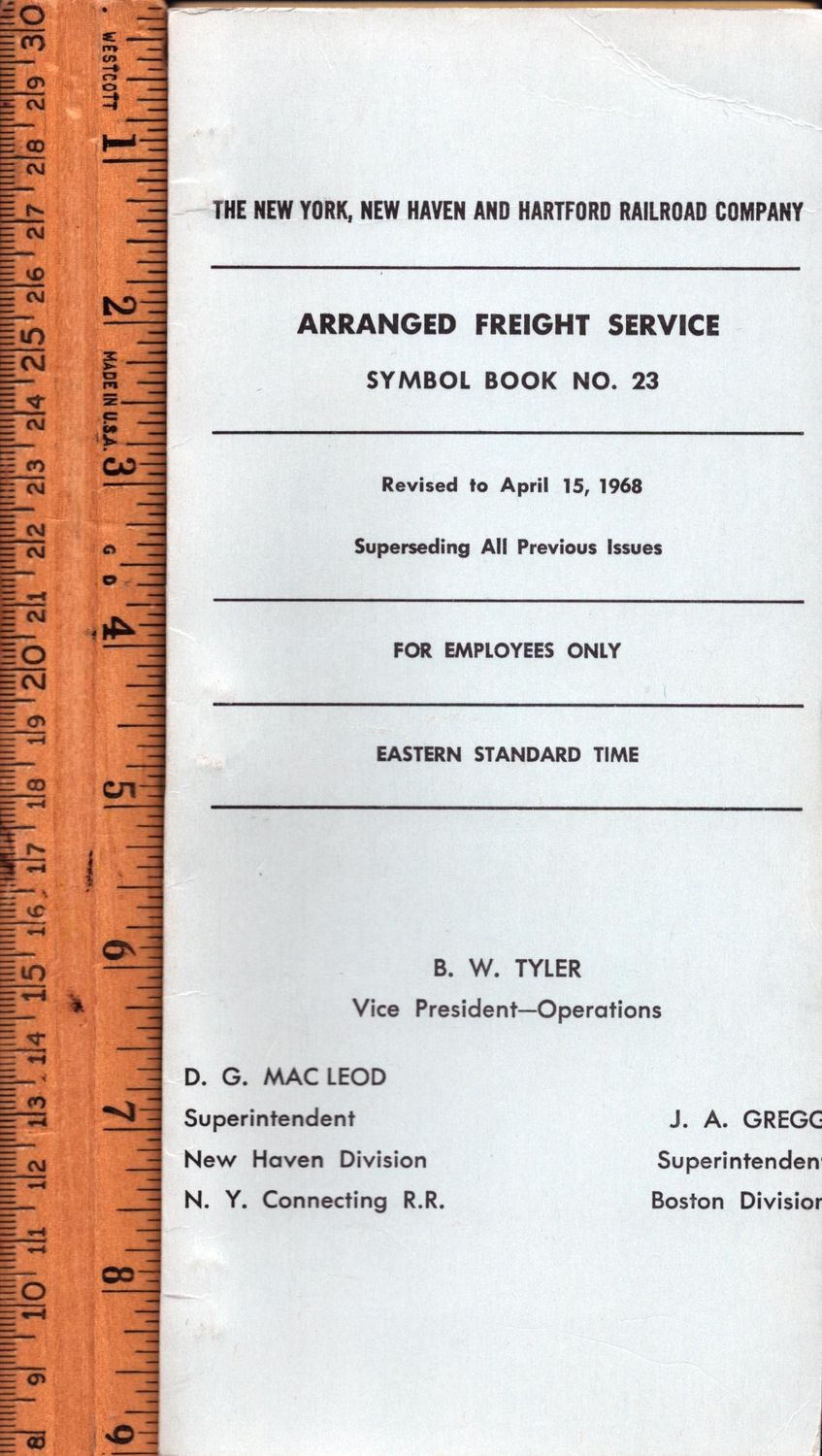 New Haven Railroad Arranged Freight Service 1968