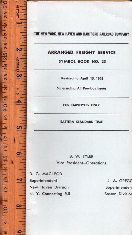 New Haven Railroad Arranged Freight Service 1968