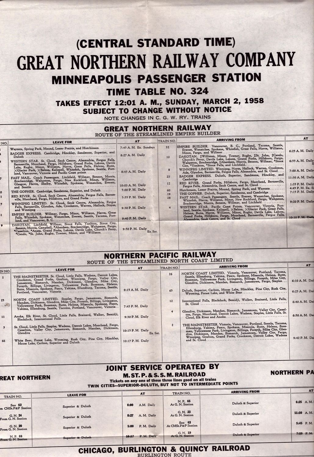 Great Northern Minneapolis Passenger Station 1958