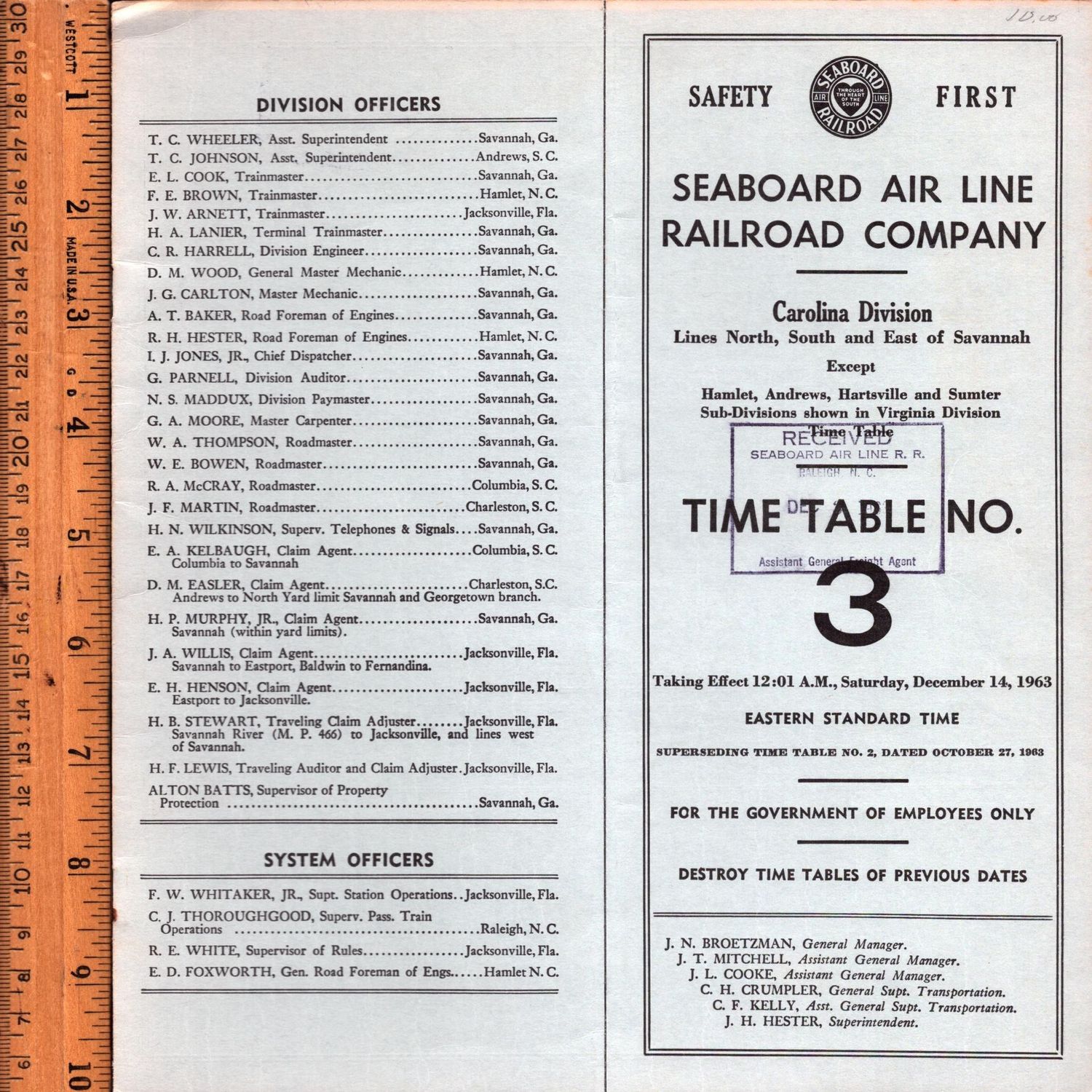 Seaboard Air Line Carolina Division 1963