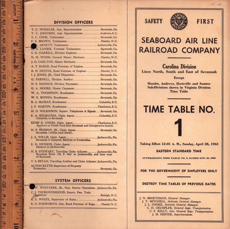 Seaboard Air Line Carolina Division 1963