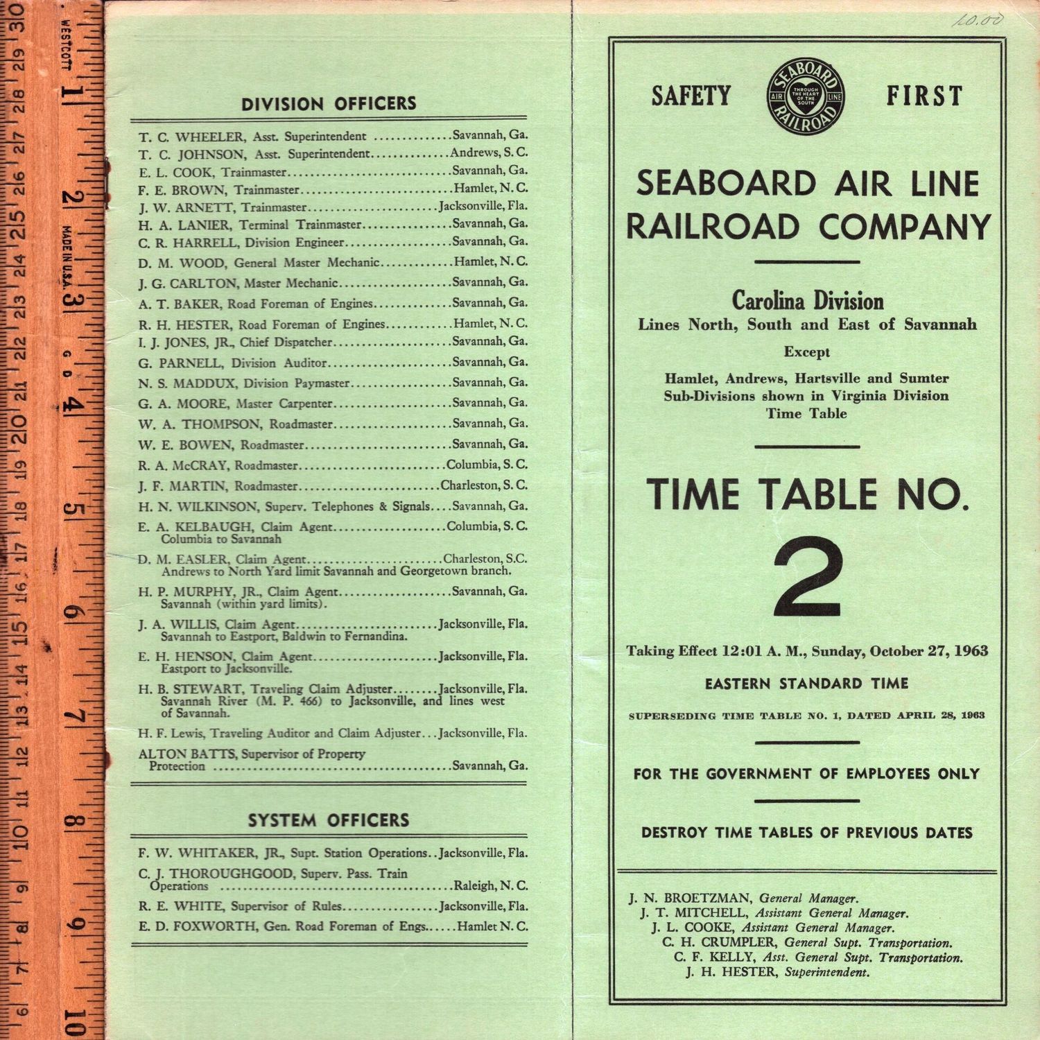 Seaboard Air Line Carolina Division 1963
