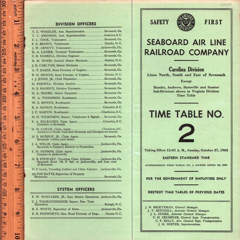 Seaboard Air Line Carolina Division 1963