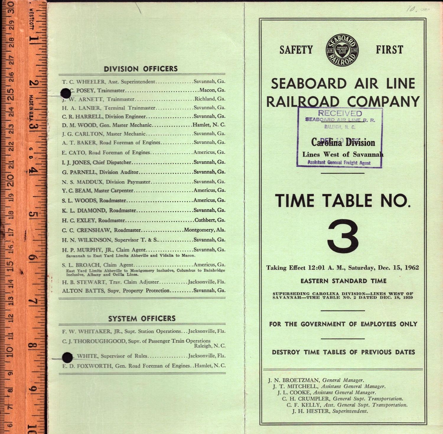 Seaboard Air Line Carolina Division 1962