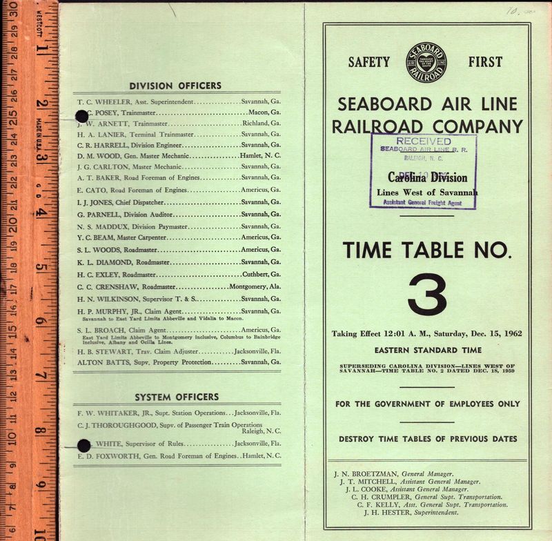 Seaboard Air Line Carolina Division 1962