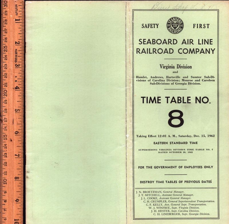Seaboard Air Line Virginia Division 1962
