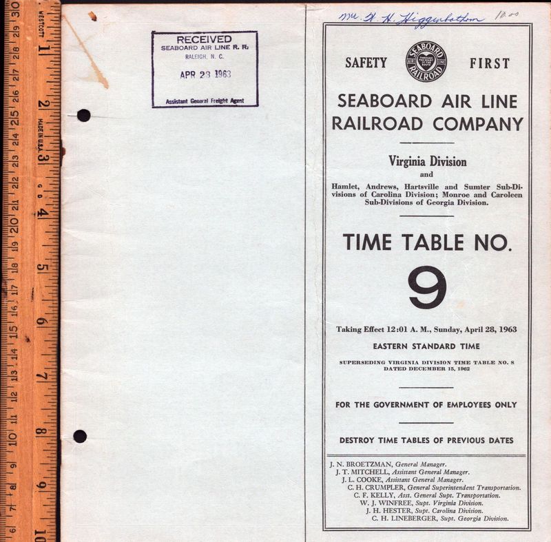 Seaboard Air Line Virginia Division 1963