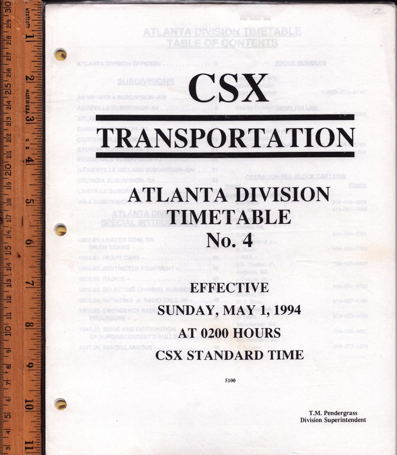 CSX Atlanta Division 1994