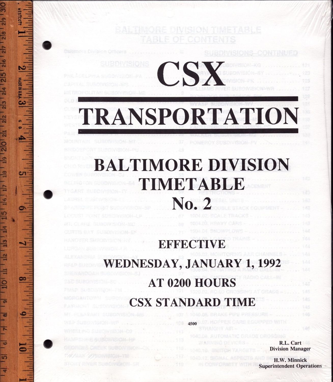 CSX Baltimore Division 1992