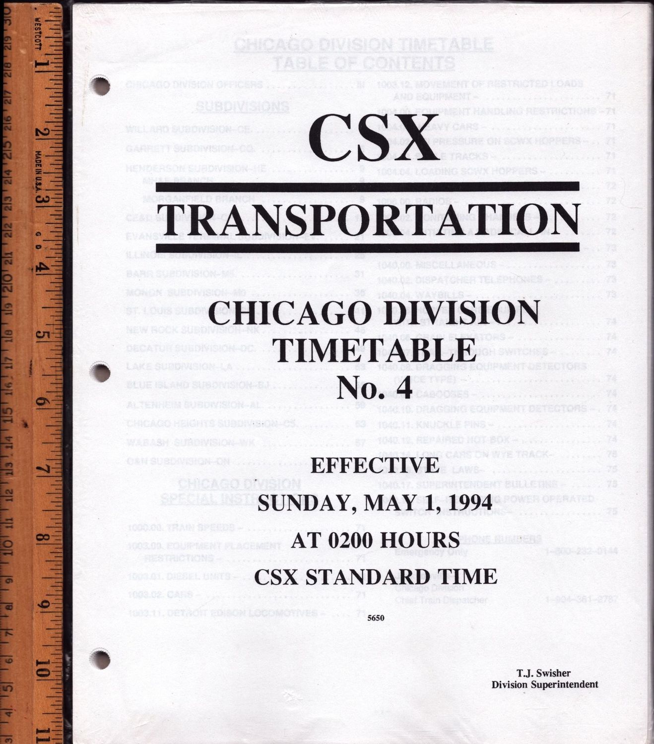 CSX Chicago Division 1994