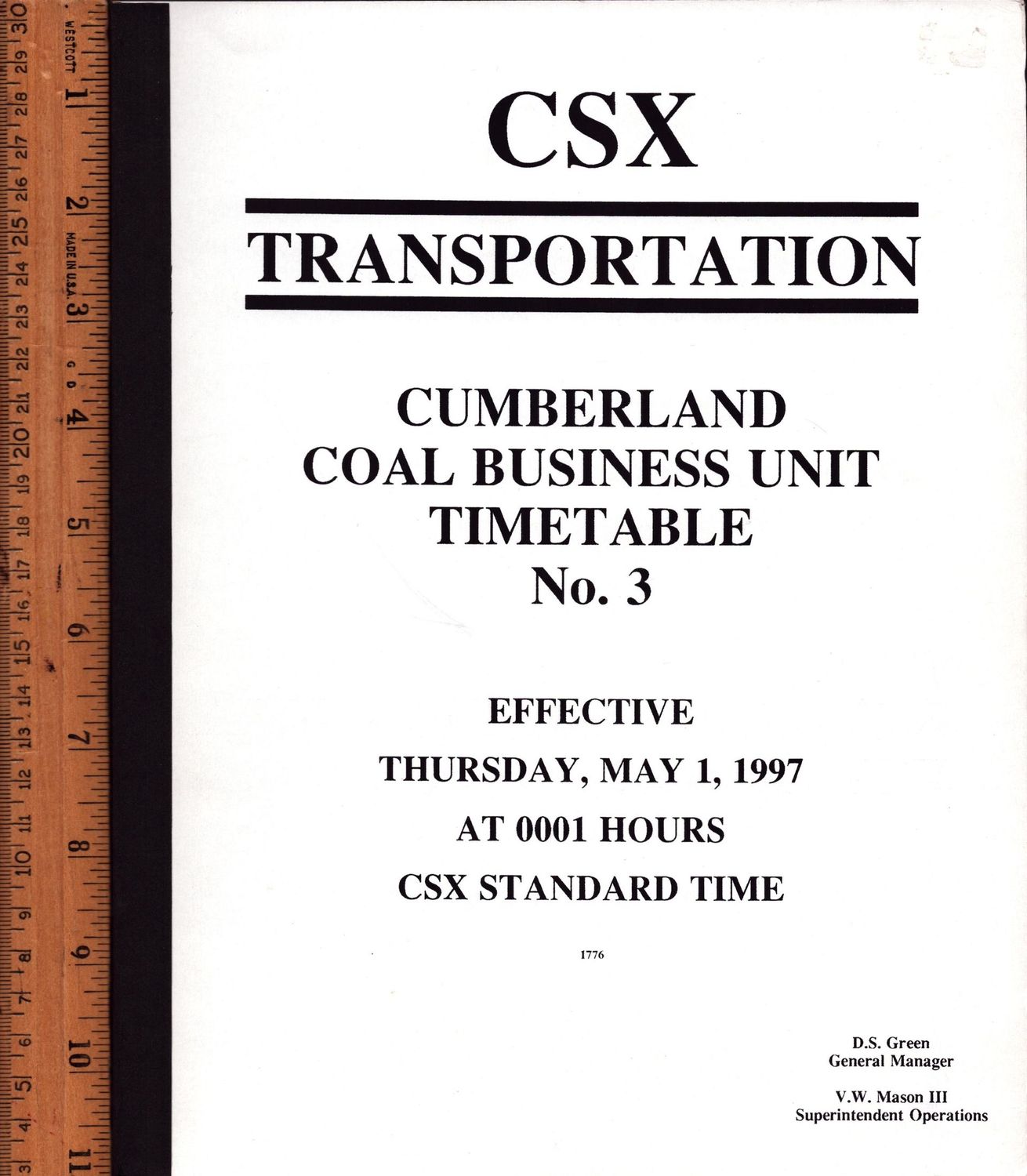 CSX Cumberland Coal Business 1997 Unit