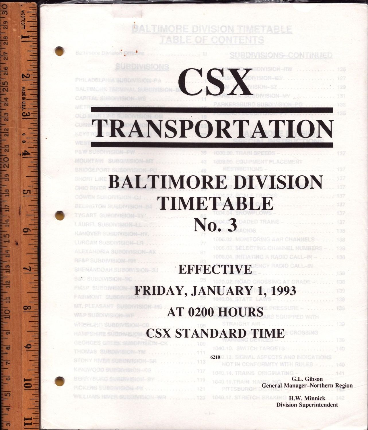 CSX Baltimore Division 1994