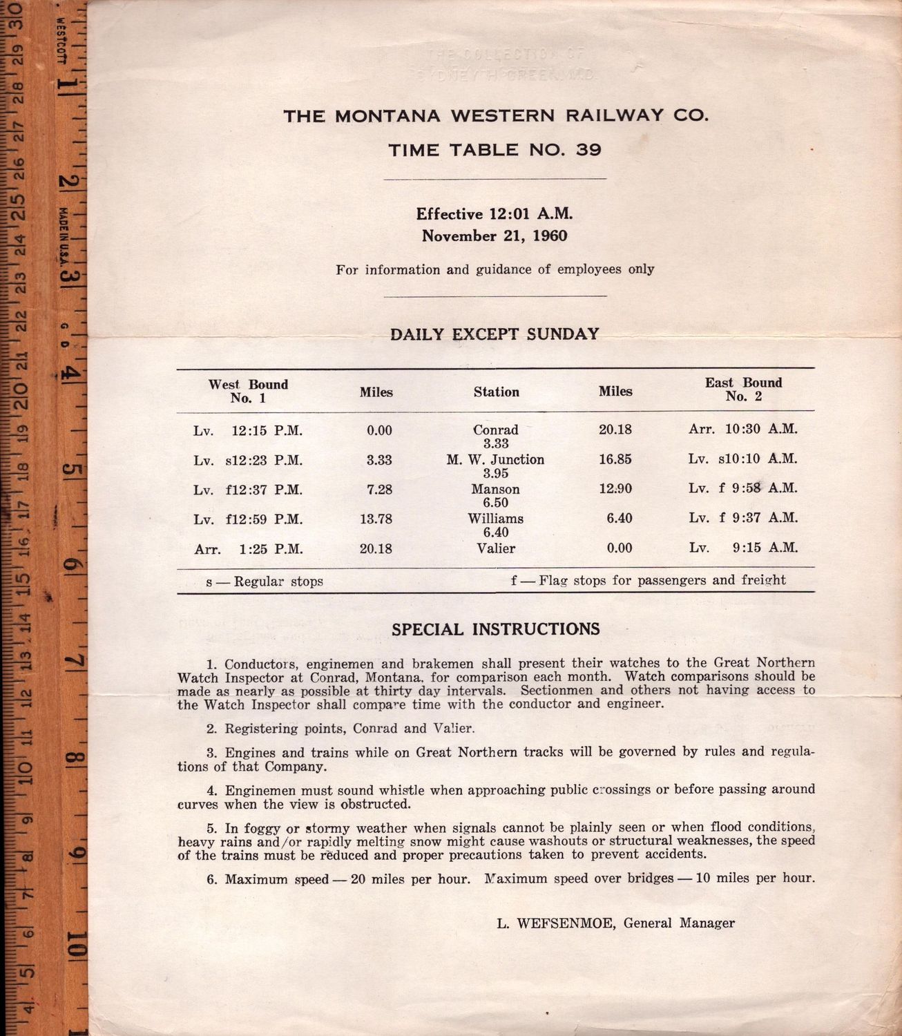 Montana Western Railway 1960