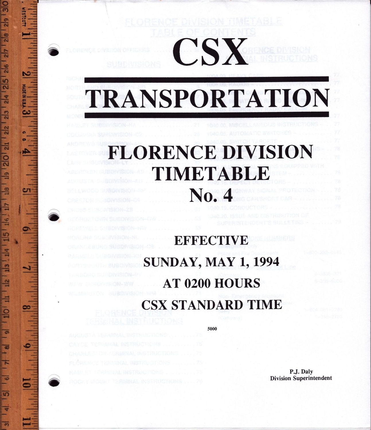 CSX Florence Division 1994