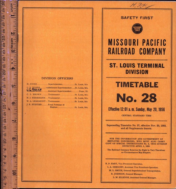 Missouri Pacific St. Louis Terminal Division 1956