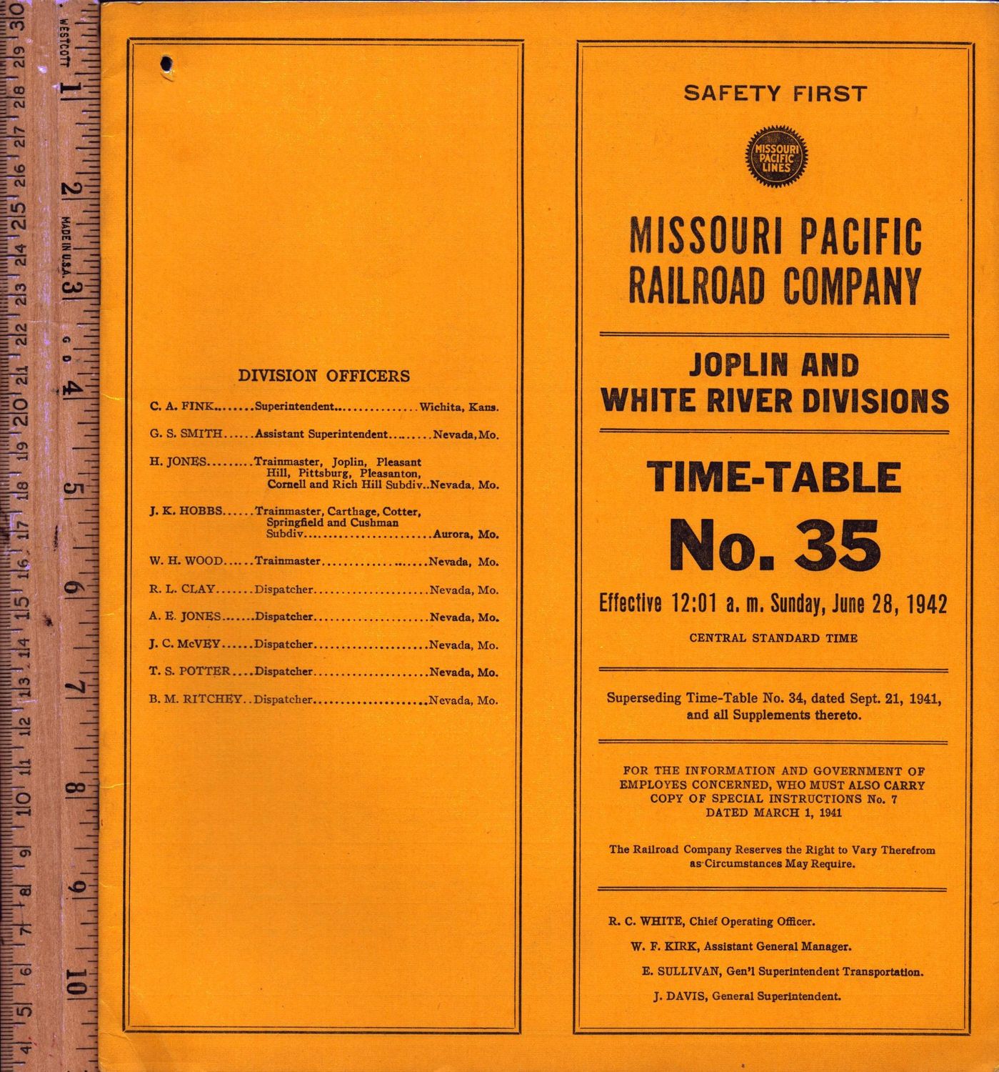 Missouri Pacific Joplin and White River Divisions 1942