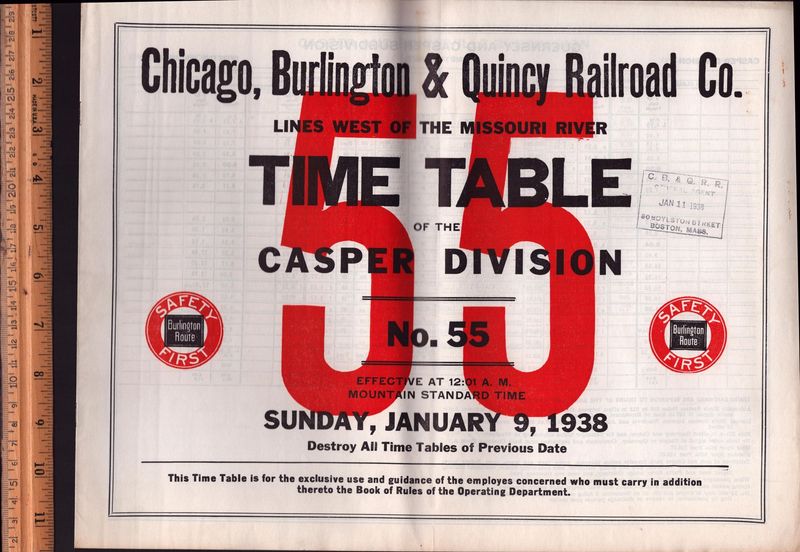 Chicago Burlington & Quincy Casper Division 1938