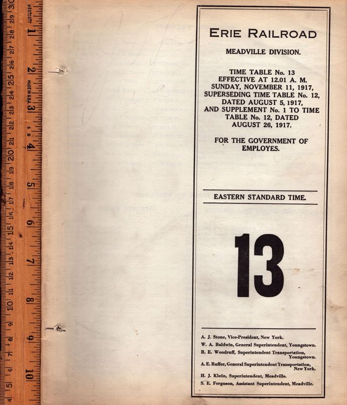 Erie Meadville Division 1917