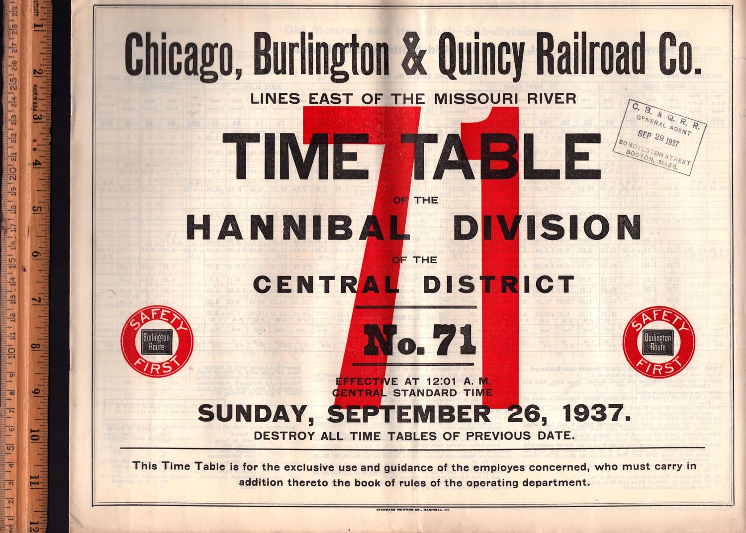 Chicago Burlington & Quincy Hannibal Division 1937