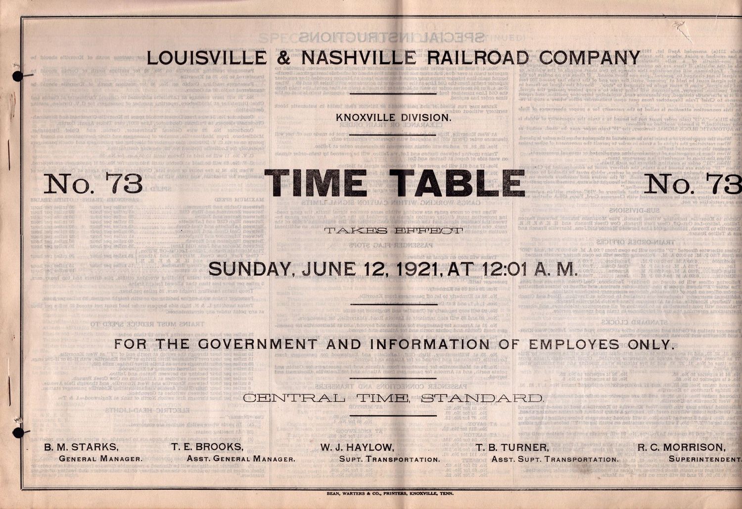 Louisville & Nashville Knoxville Division 1921